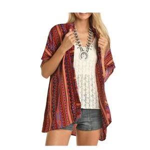 Rock & Roll Cowgirl Boho/Aztec/Southwestern Print Kimono Sz M
